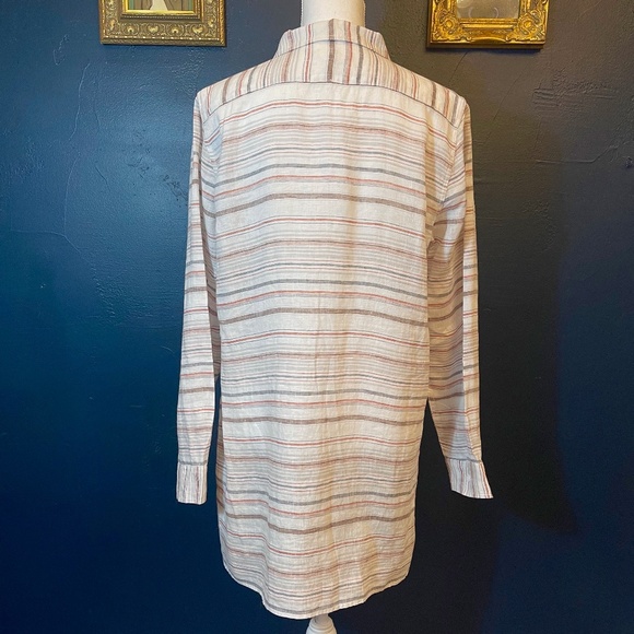 Garnet Hill Striped Linen Button Down Shirt - Picture 3 of 9